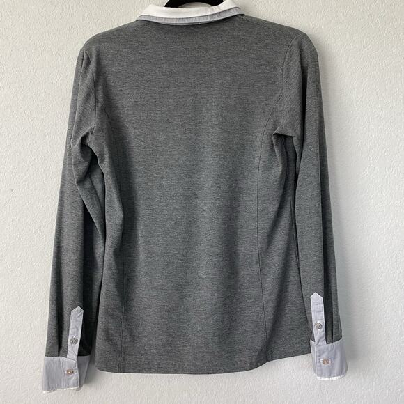 Fior Da Liso Lara Gray Fitted Jersey Knit Button Up Small Color Block Cuffs - Picture 2 of 8